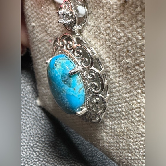 Mohave Oyster Turquoise 925 Sterling Silver Pendant - Picture 5 of 10